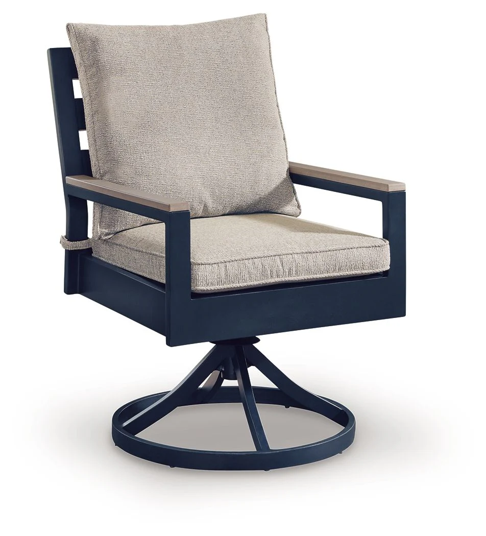 East Beach - Swivel Chair With Cushion (Set of 2) - Blue - Image 4