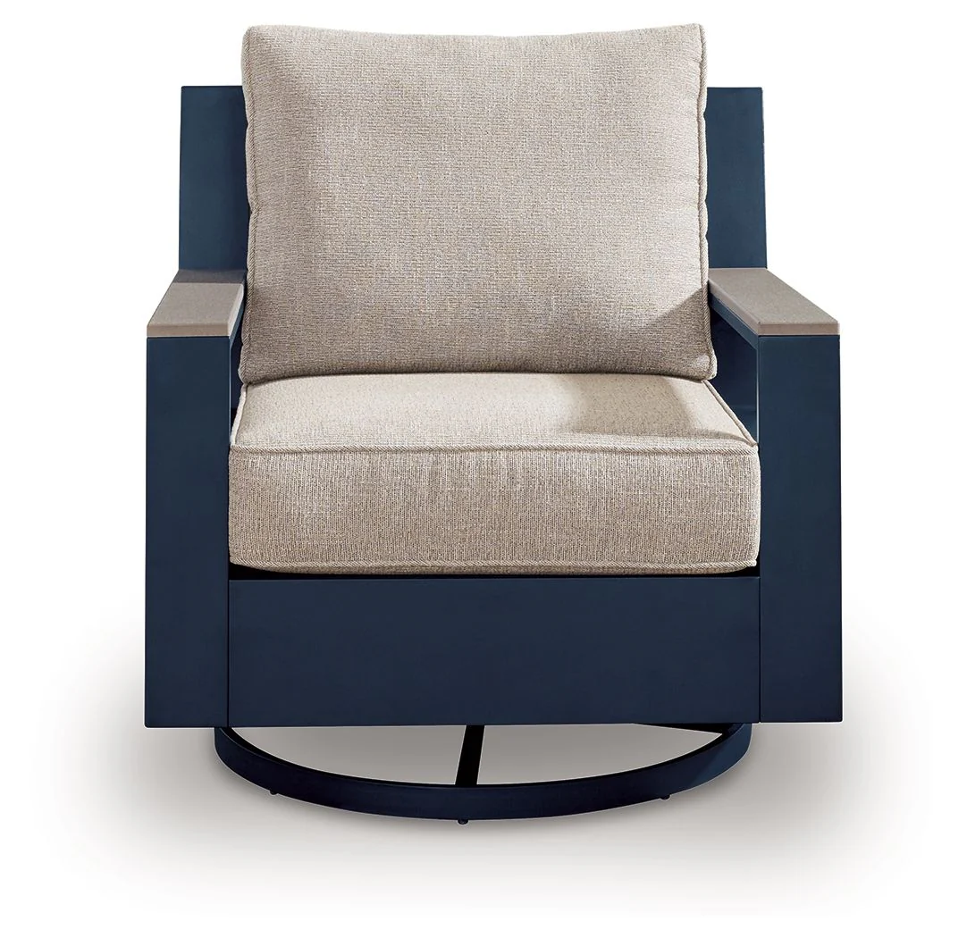East Beach - Swivel Glider Chair With Cushion - Blue - Image 4