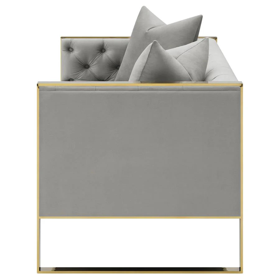 Eastbrook Velvet Upholstered Tufted Loveseat Grey - Image 4