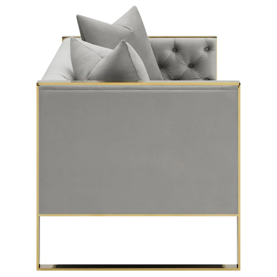 Eastbrook Velvet Upholstered Tufted Loveseat Grey - Image 7