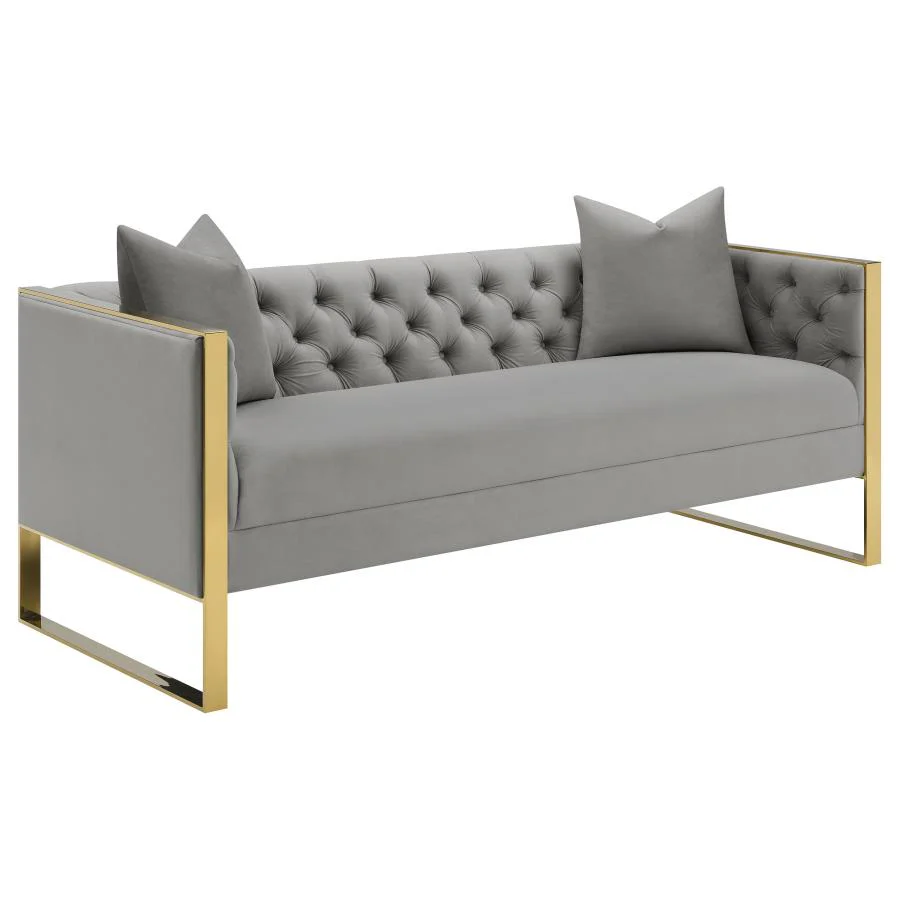 Eastbrook Velvet Upholstered Tufted Sofa Grey - Image 10
