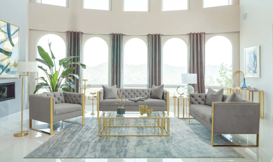 Eastbrook Velvet Upholstered Tufted Sofa Grey - Image 13