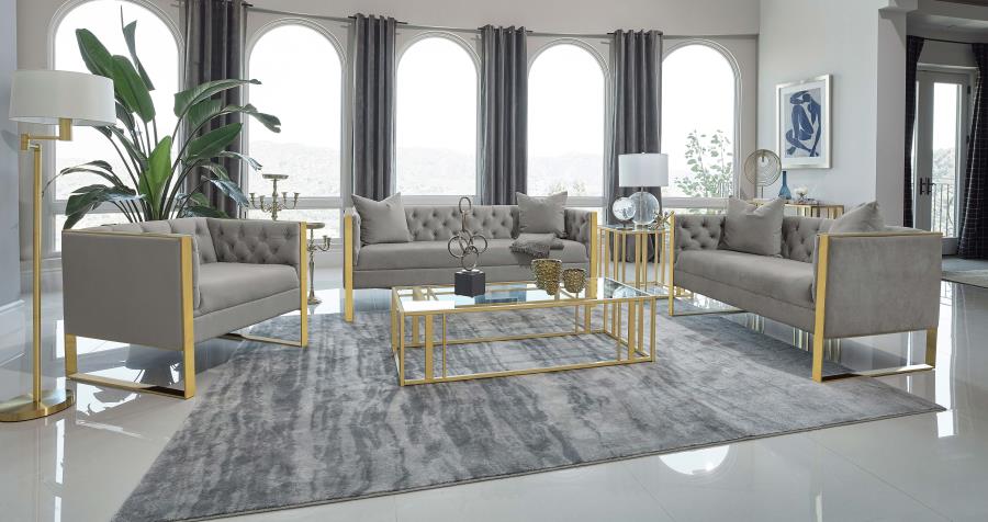 Eastbrook Velvet Upholstered Tufted Sofa Grey - Image 14