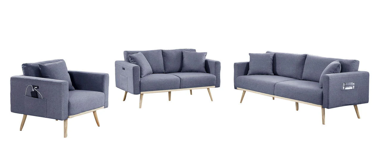 Easton - Fabric Living Room Set With USB Charging Ports Pockets And Pillows (Set of 2) - Image 5