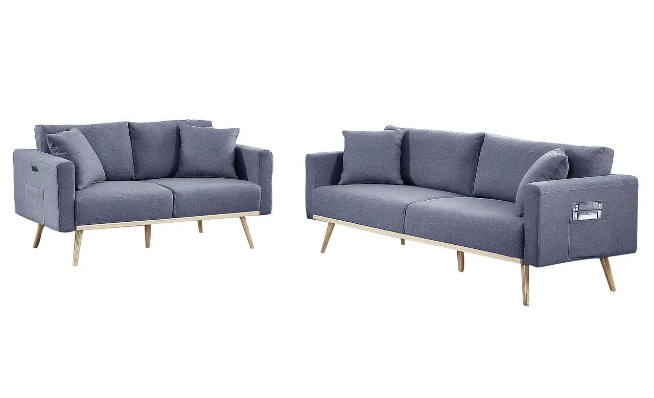 Easton - Fabric Living Room Set With USB Charging Ports Pockets And Pillows (Set of 2) - Image 6