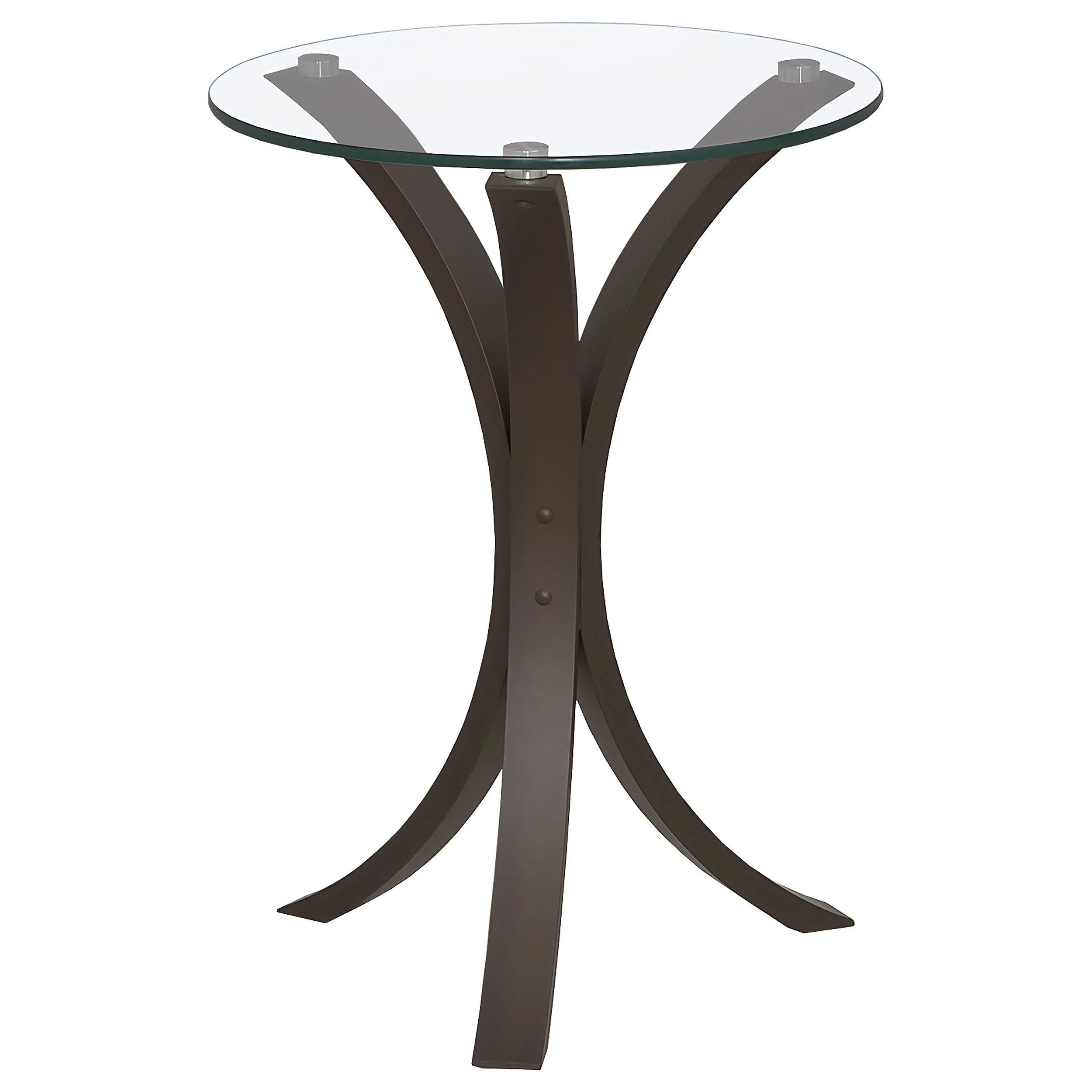 Edgar - Round Glass Top Accent Side Table - Cappuccino - Image 6