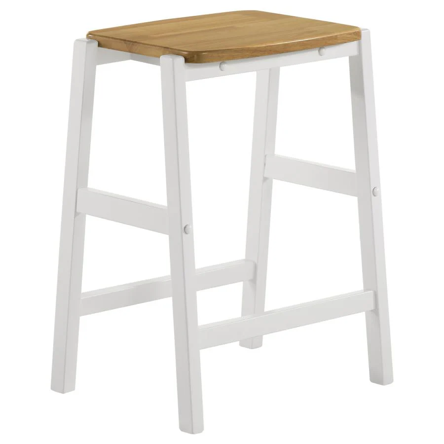 Edgeworth Wood Backless Counter Stool White (Set of 2) - Image 2