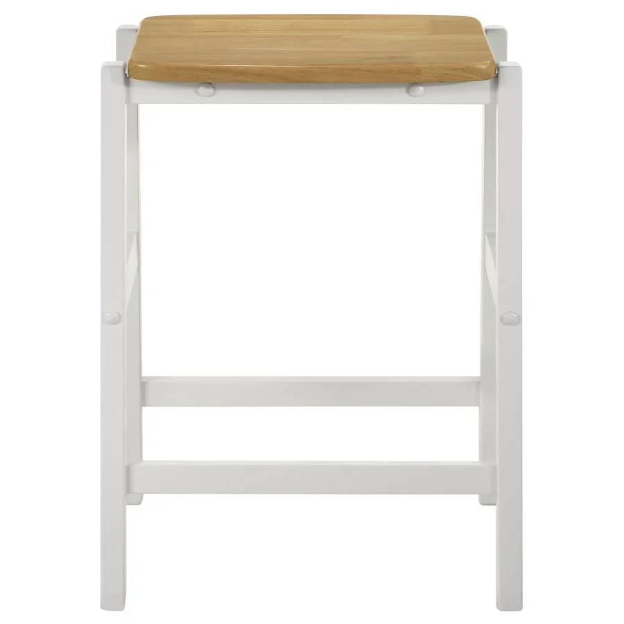 Edgeworth Wood Backless Counter Stool White (Set of 2) - Image 3