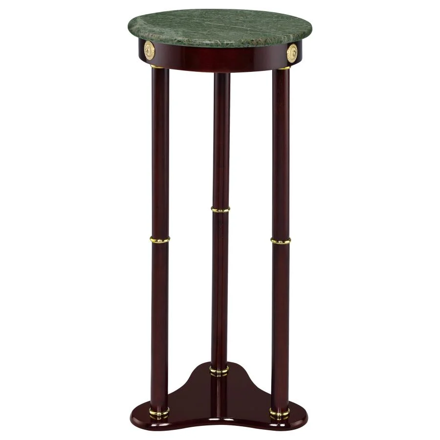 Edite - Round Marble Top Accent Side Table - Merlot - Image 3