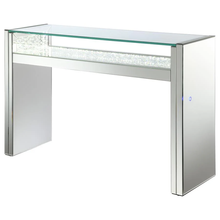 Edna - Mirrored Acrylic Console Table LED Lighting - Silver - Image 3