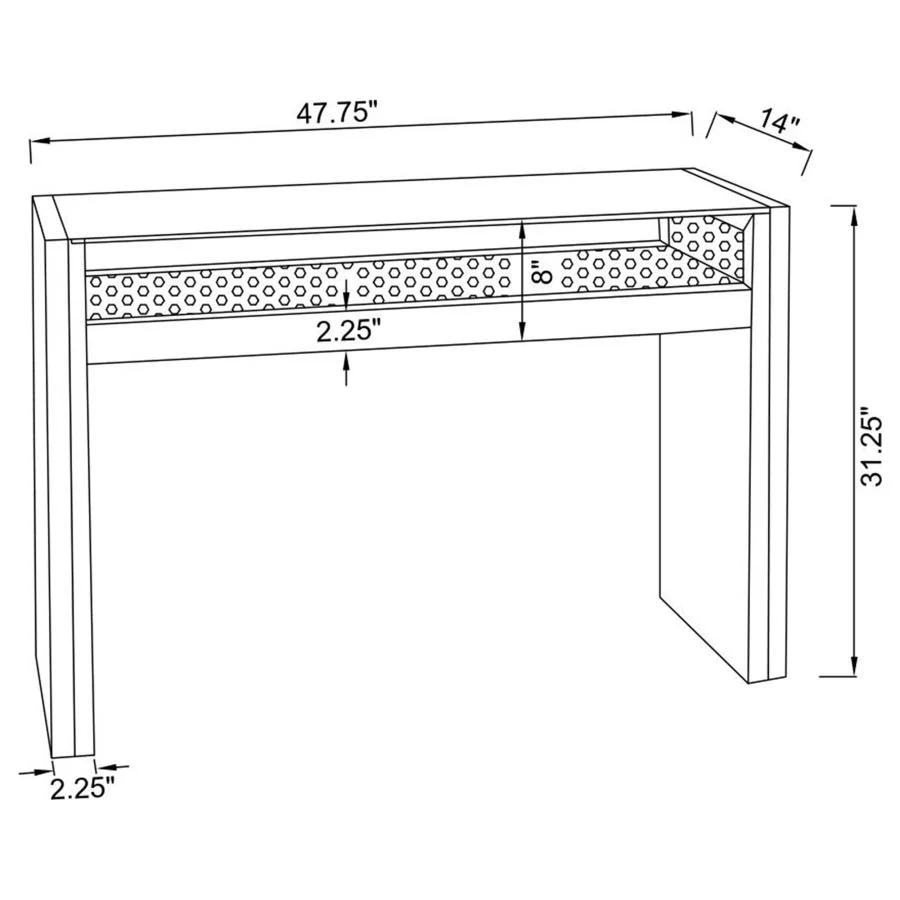 Edna - Mirrored Acrylic Console Table LED Lighting - Silver - Image 4