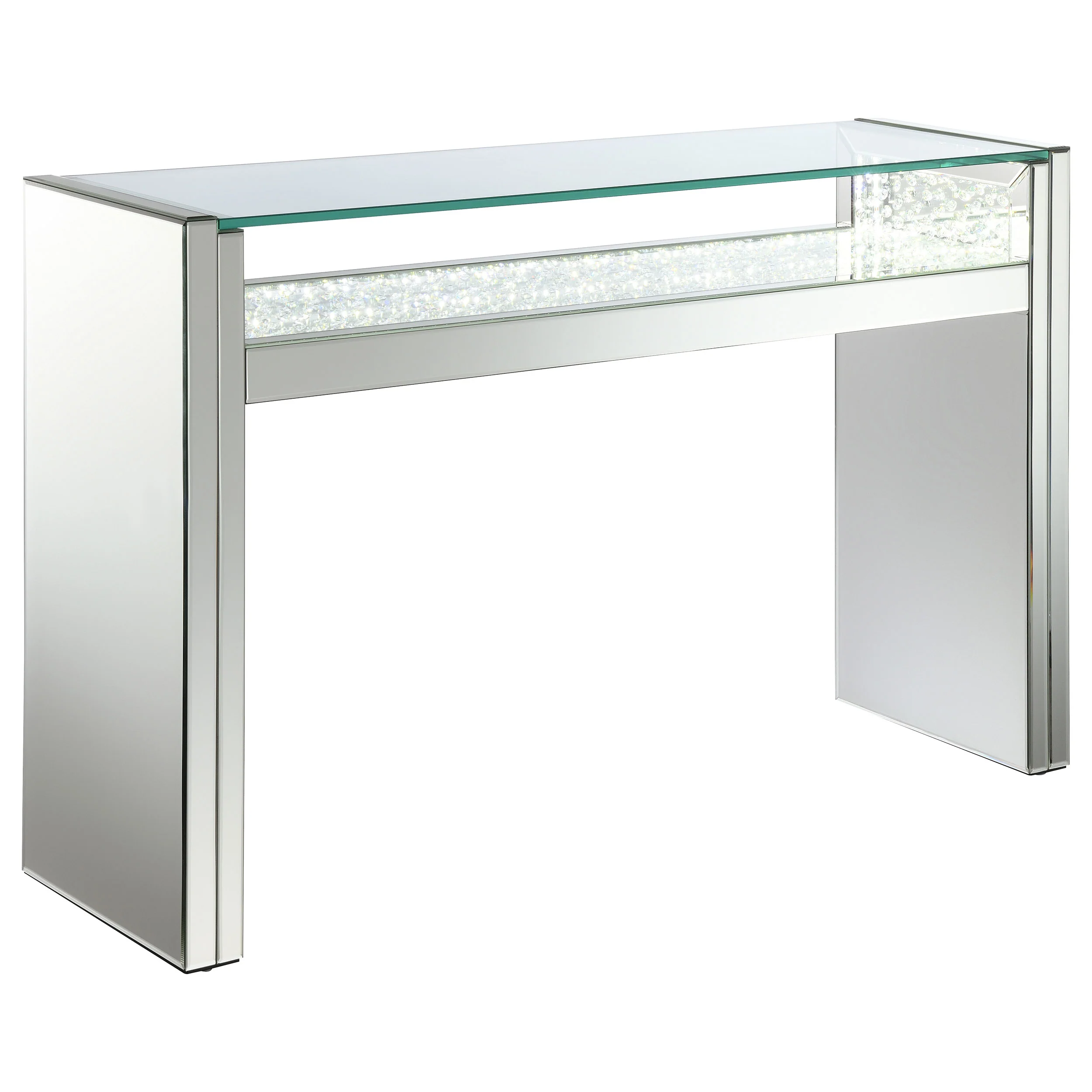 Edna - Mirrored Acrylic Console Table LED Lighting - Silver - Image 5