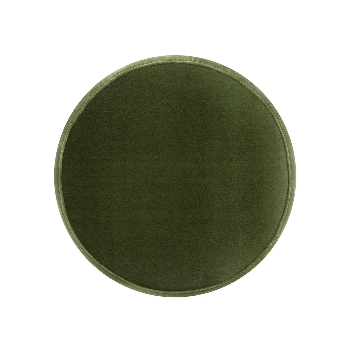 Edward - Round Upholstered Ottoman With Bullion Fringe - Olive Green - Image 9