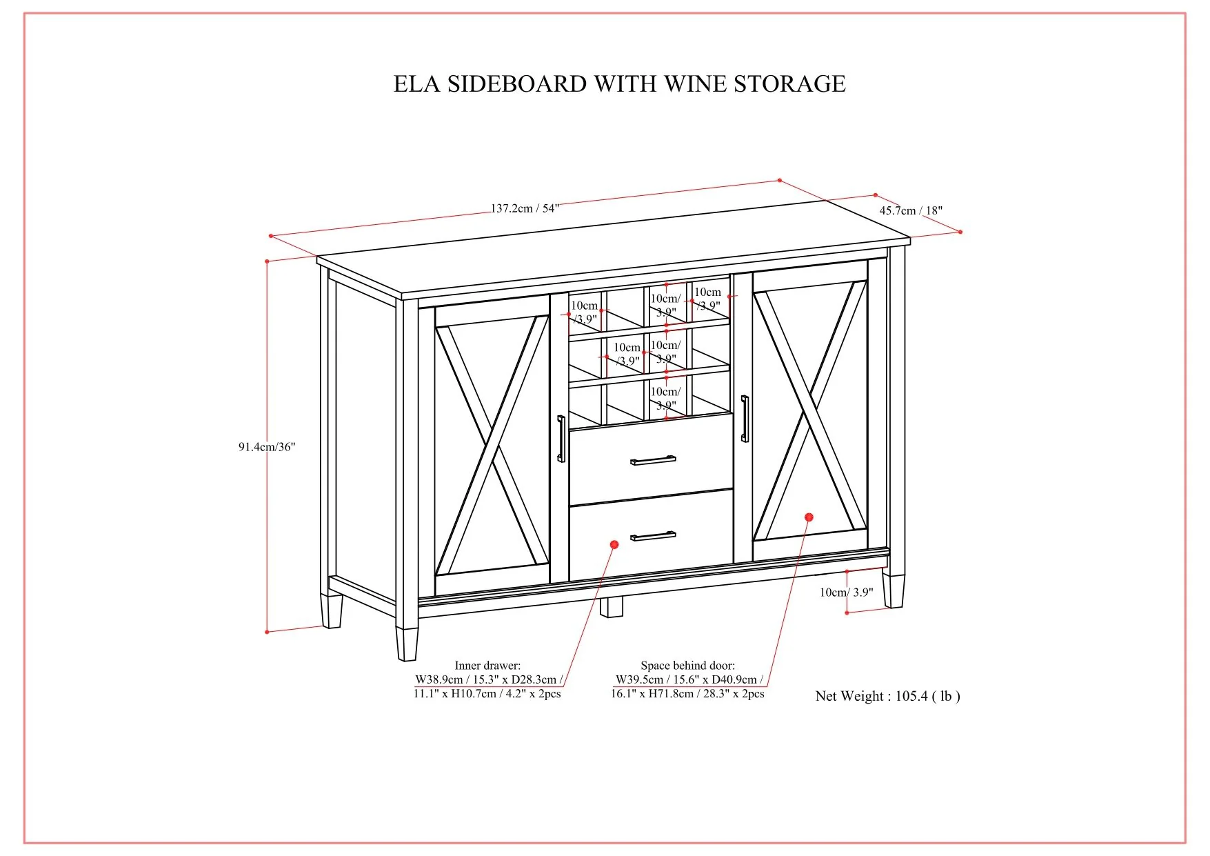Ela - Sideboard With Wine Storage - Smoky Brown - Image 7