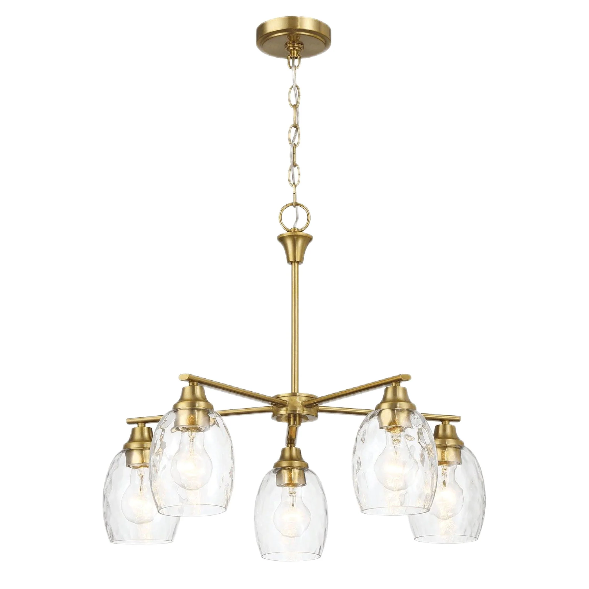 5 Lights Linear Arms With Chain Chandelier - Clear / Gold - Image 8