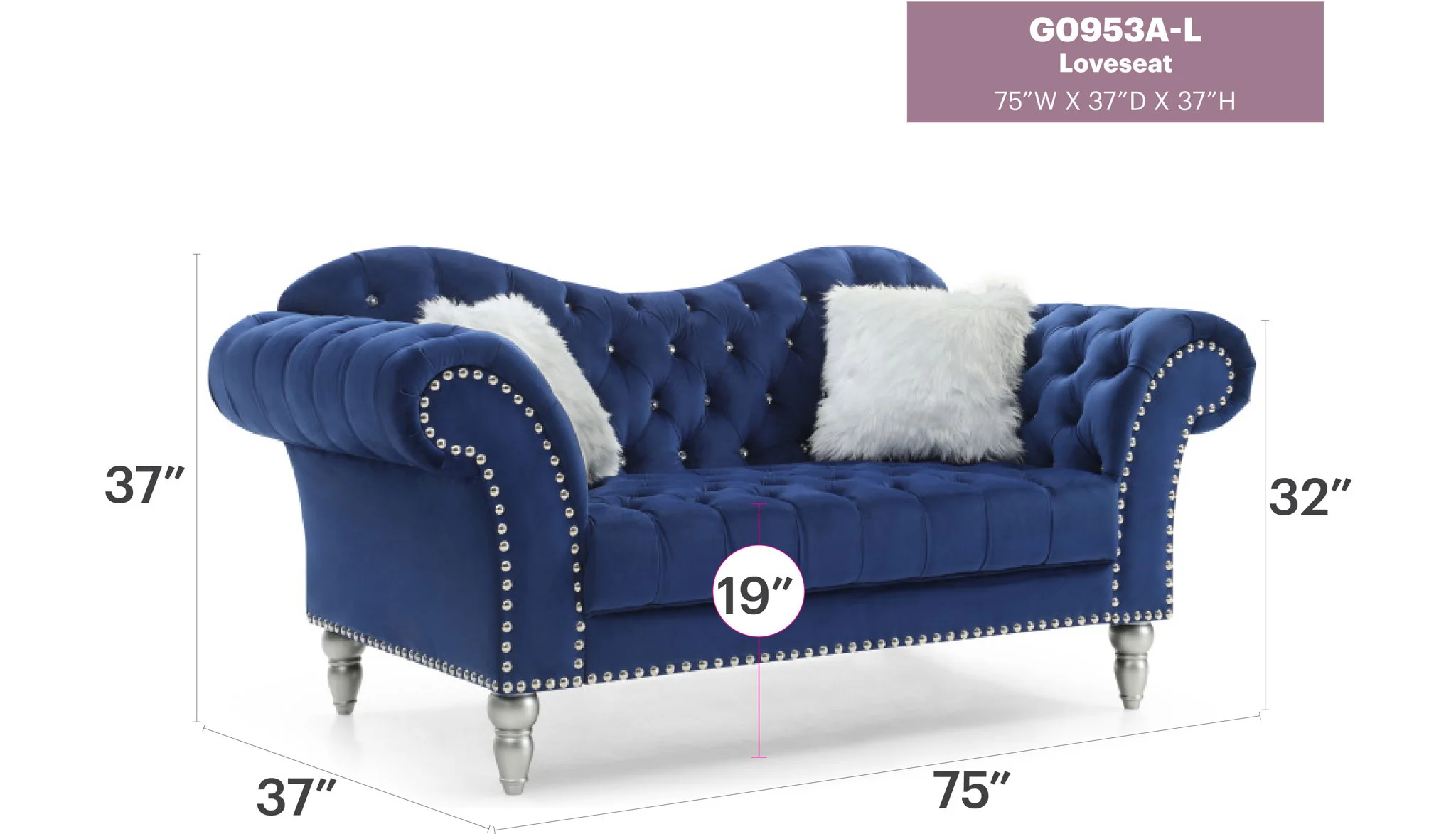 Elegant Round Arm Loveseat - Image 8