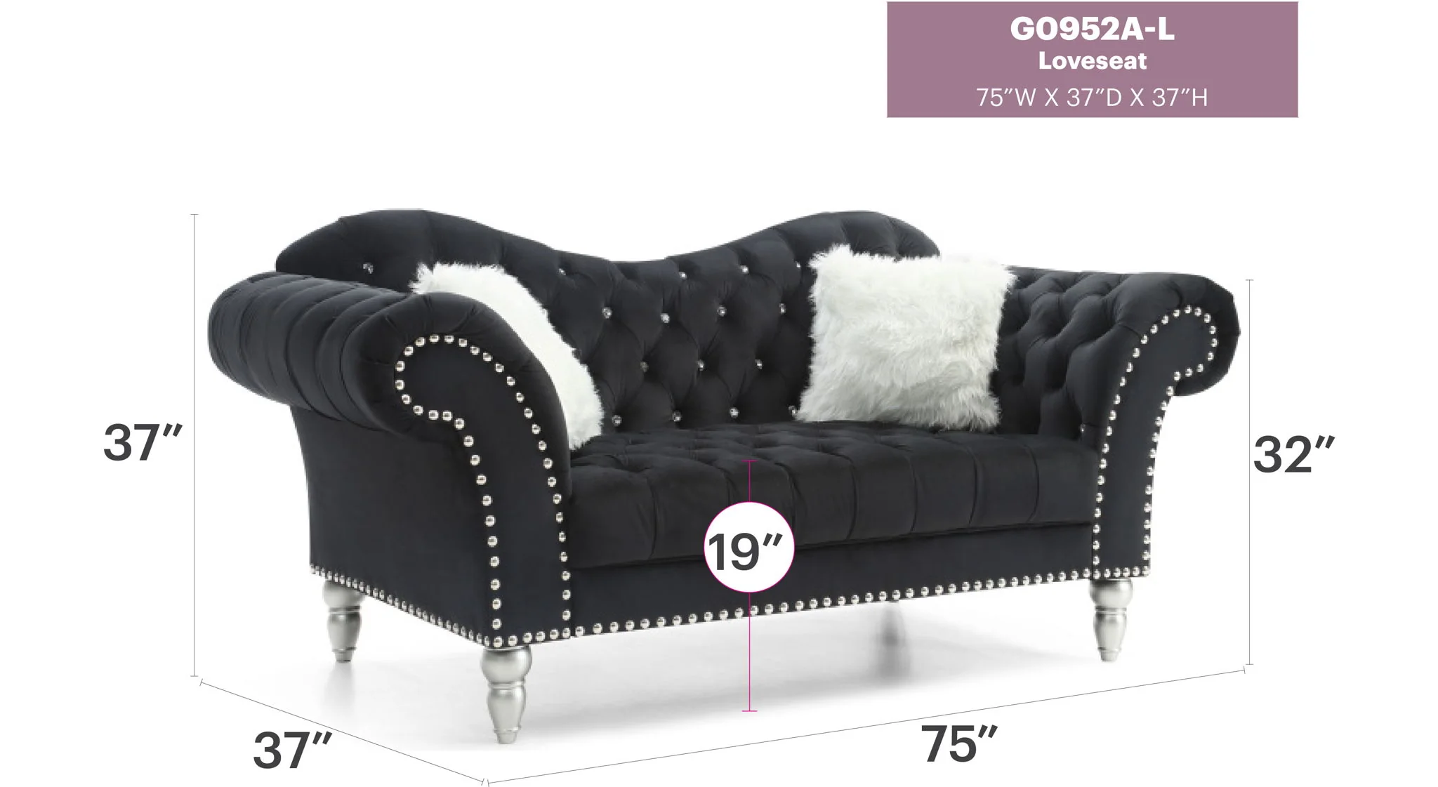 Elegant Round Arm Loveseat - Image 9