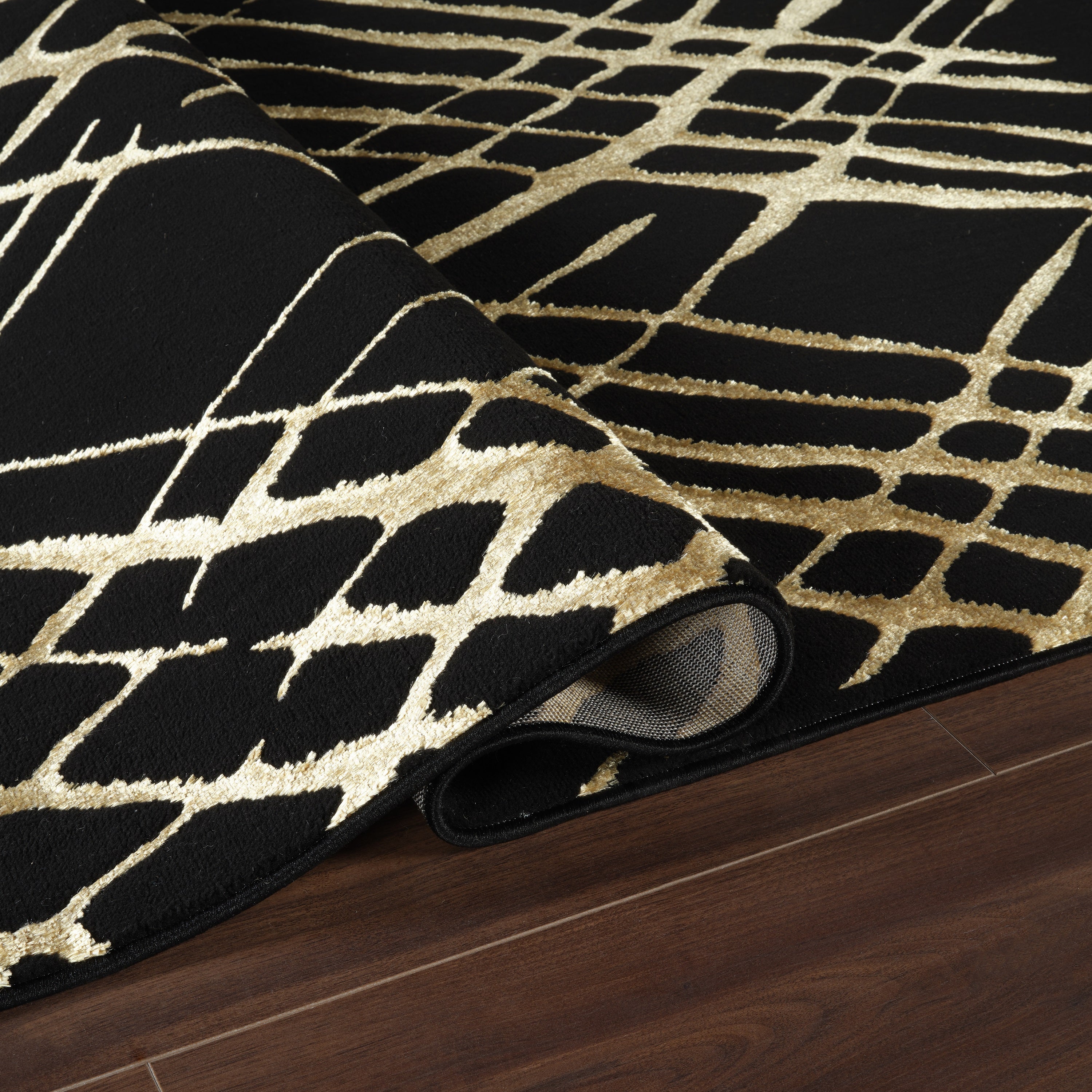 .Scarlett Black & Gold Abstract Area Rug – 6'6" x 9'0" - Image 3