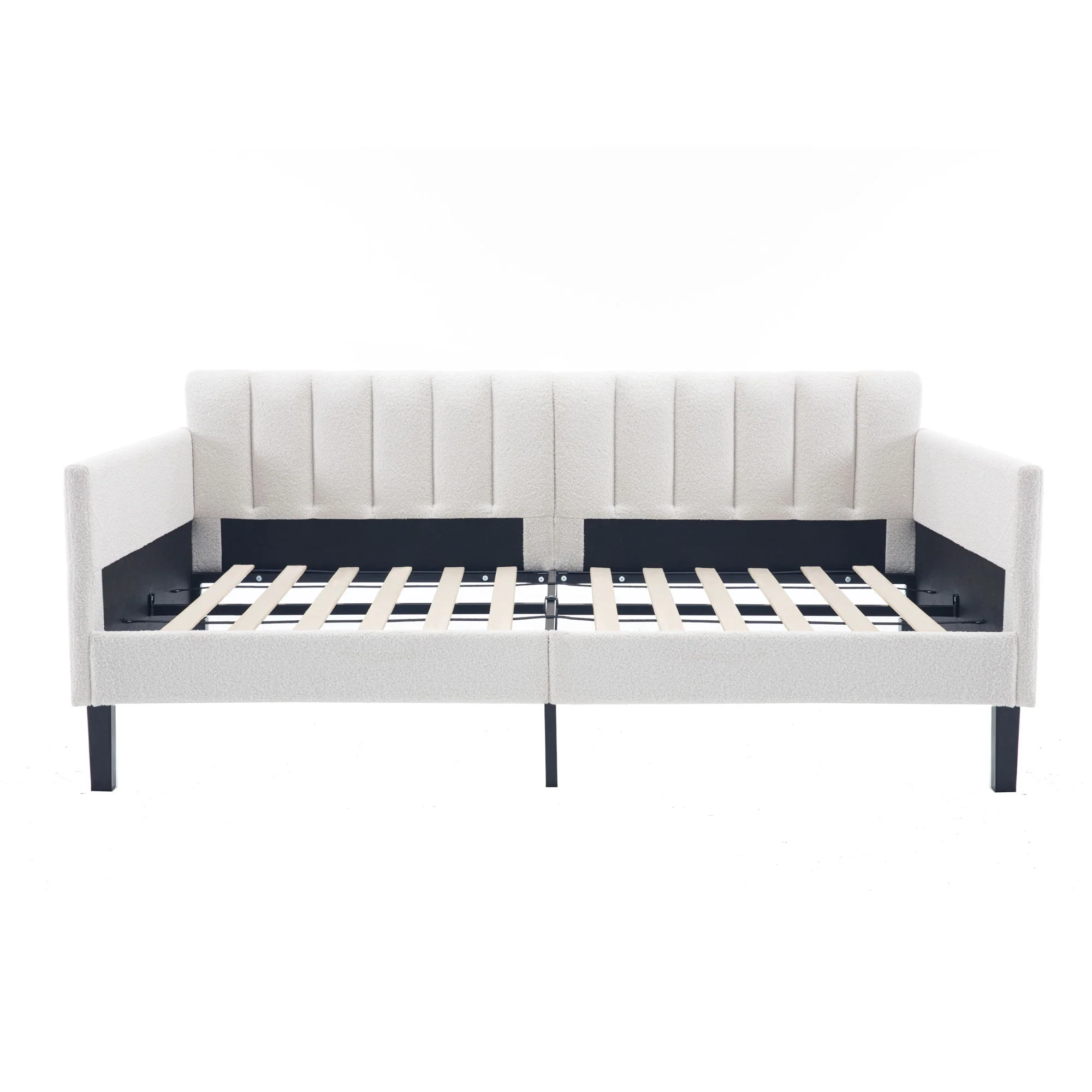 Elena - Boucle Upholstered Daybed, Ribbed Tufted Backrest - Image 2
