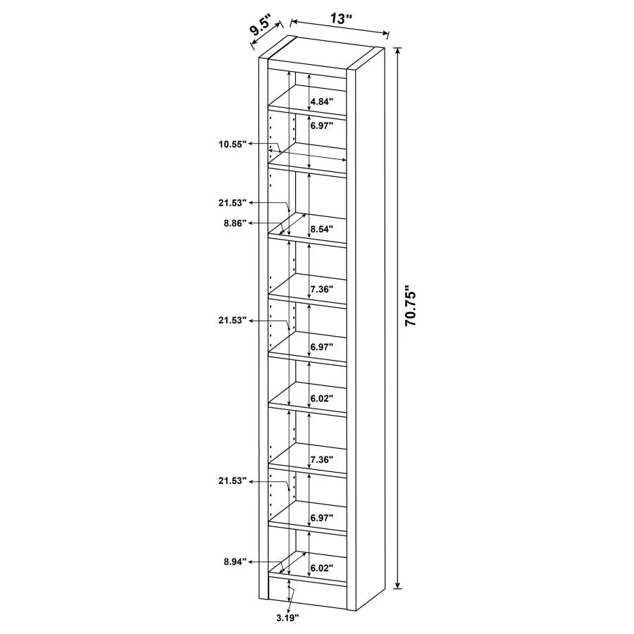 Eliam - 8-Shelf Bookcase - Cappuccino - Image 9