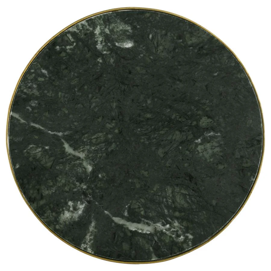 Eliska - Round Green Marble Top Accent Side Table - Antique Gold - Image 6