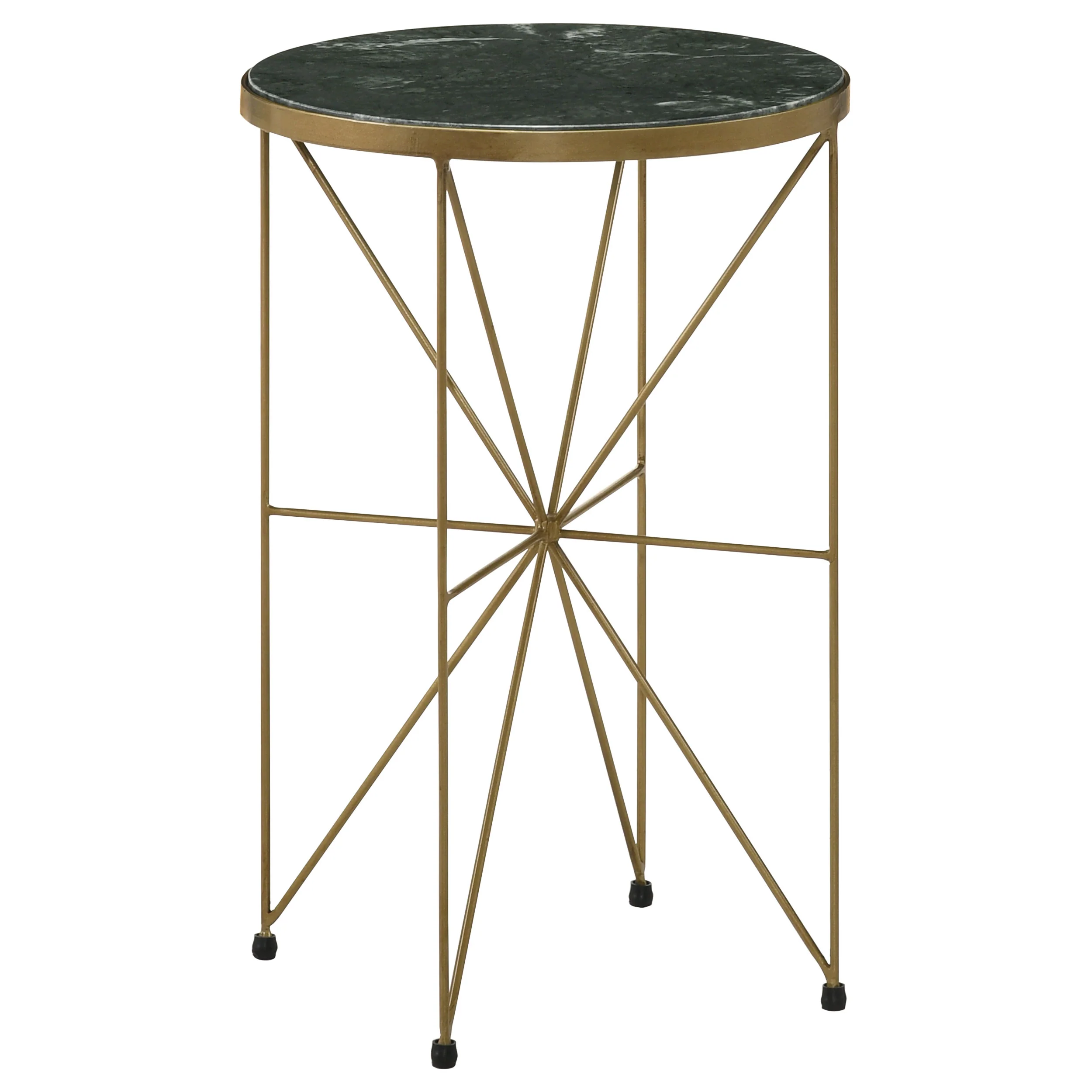 Eliska - Round Green Marble Top Accent Side Table - Antique Gold - Image 9