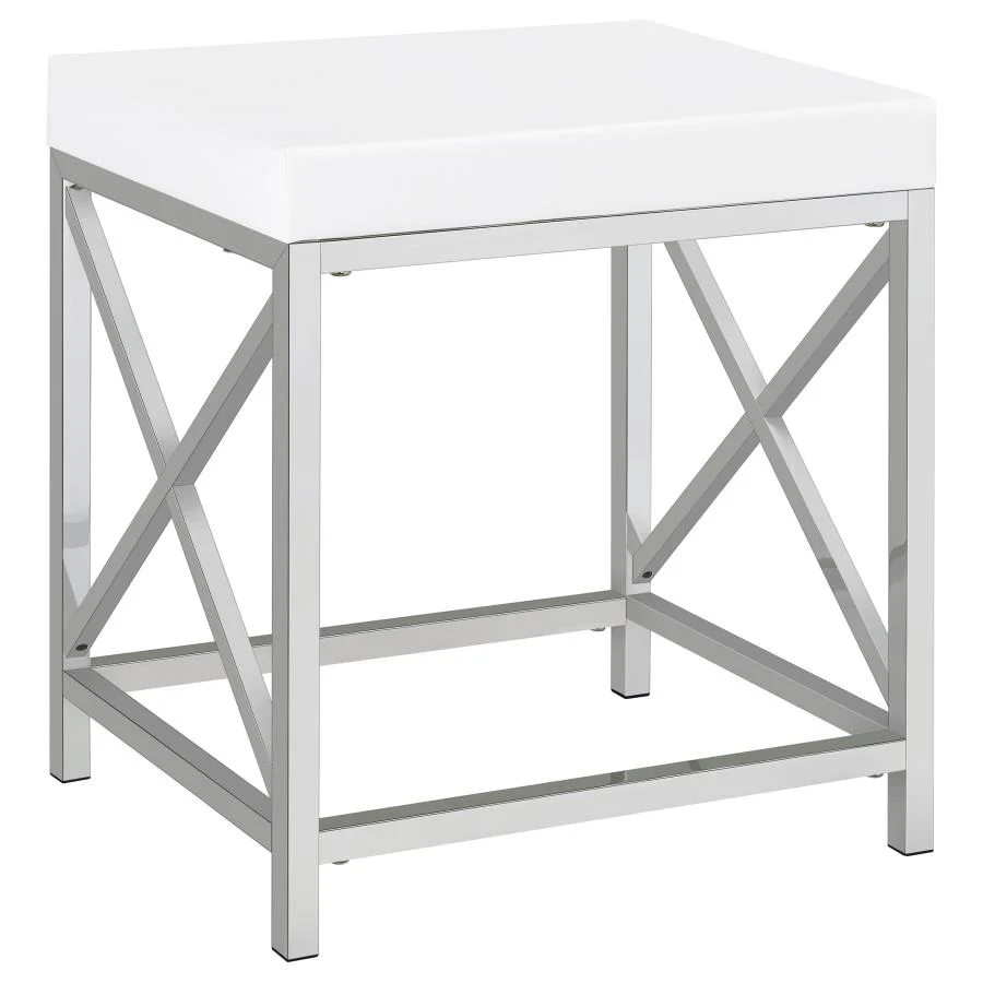 Eliza - Vanity Set With Lighting & Stool - White And Chrome - Image 10