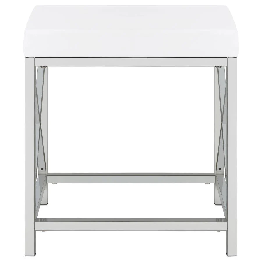 Eliza - Vanity Set With Lighting & Stool - White And Chrome - Image 11