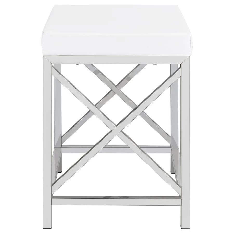 Eliza - Vanity Set With Lighting & Stool - White And Chrome - Image 13
