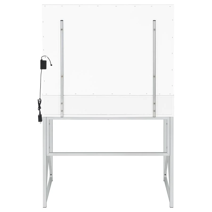 Eliza - Vanity Set With Lighting & Stool - White And Chrome - Image 8