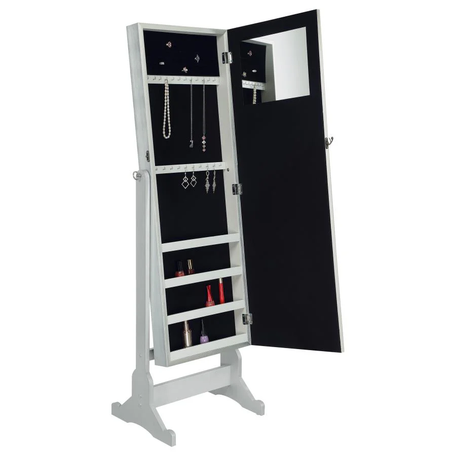 Elle - Cheval Mirror With Jewelry Storage - Silver - Image 4