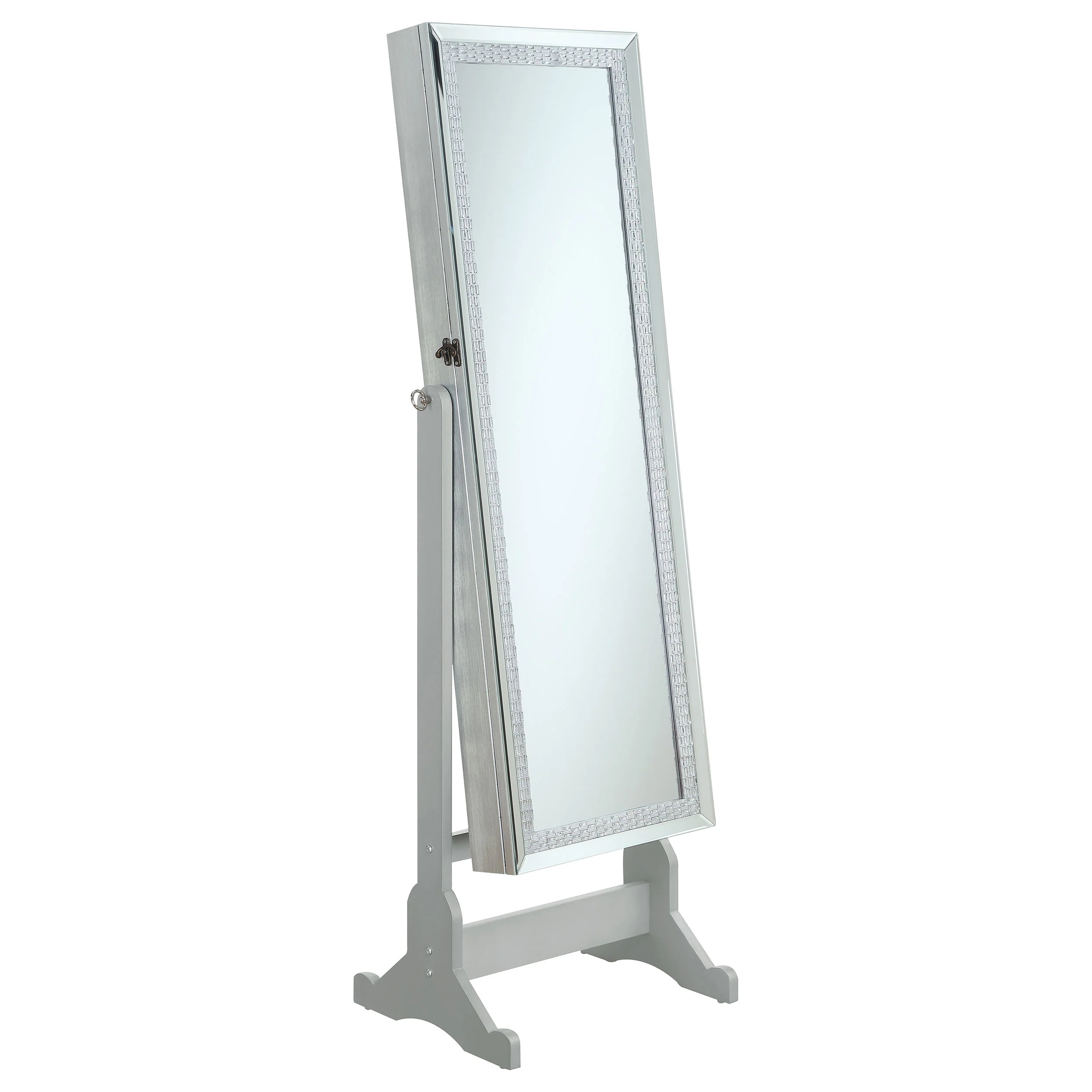 Elle - Cheval Mirror With Jewelry Storage - Silver - Image 6
