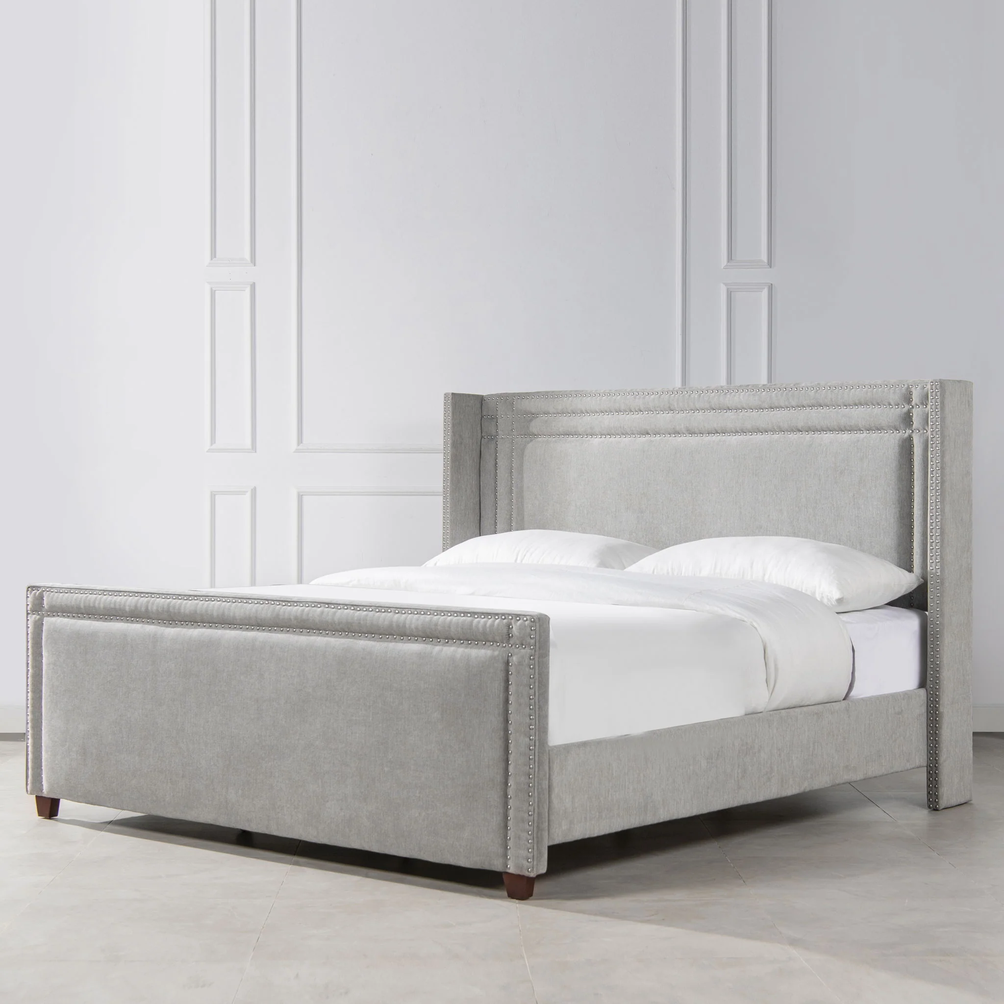 Elle - Wingback Upholstered King Bed - Silver Gray - Image 3