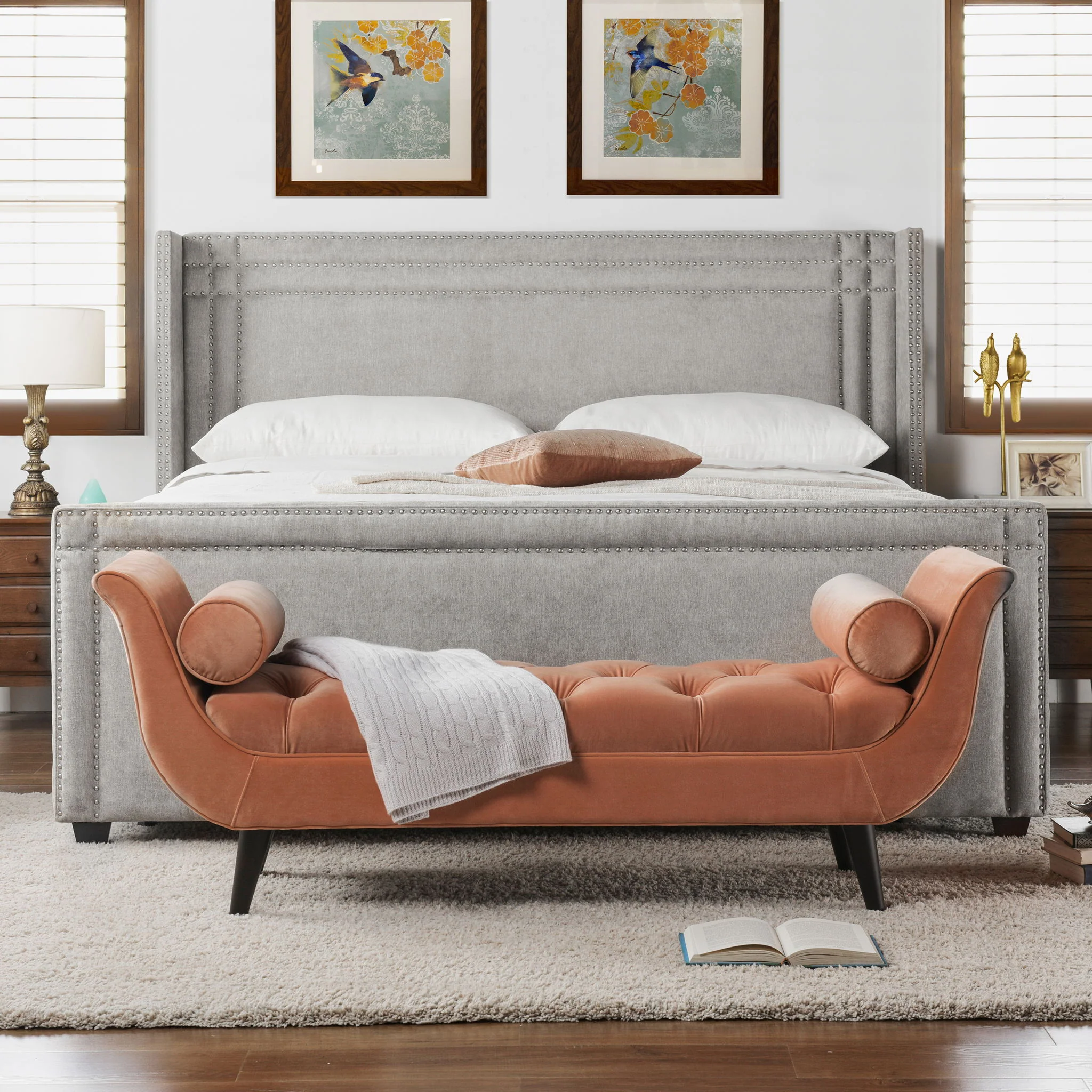 Elle - Wingback Upholstered King Bed - Silver Gray - Image 4
