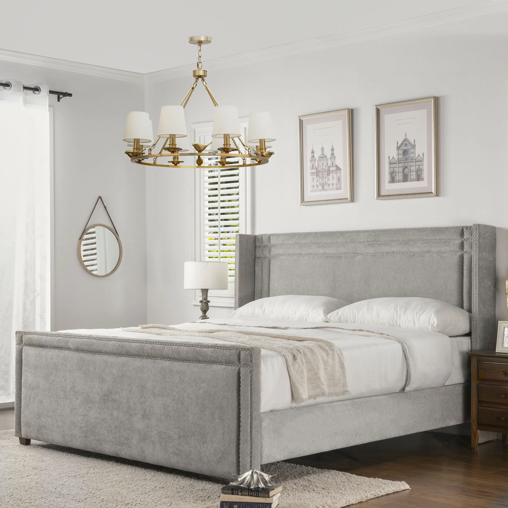Elle - Wingback Upholstered King Bed - Silver Gray - Image 7