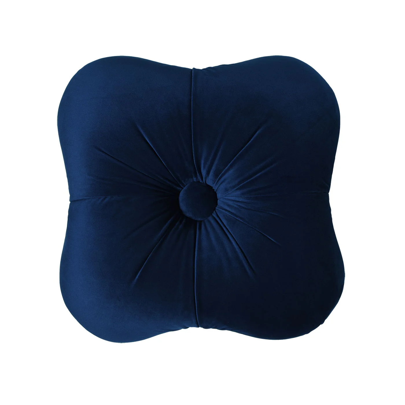 Ellen - Upholstered Clover Ottoman With Gold Bullion Fringe - Navy Blue - Image 4