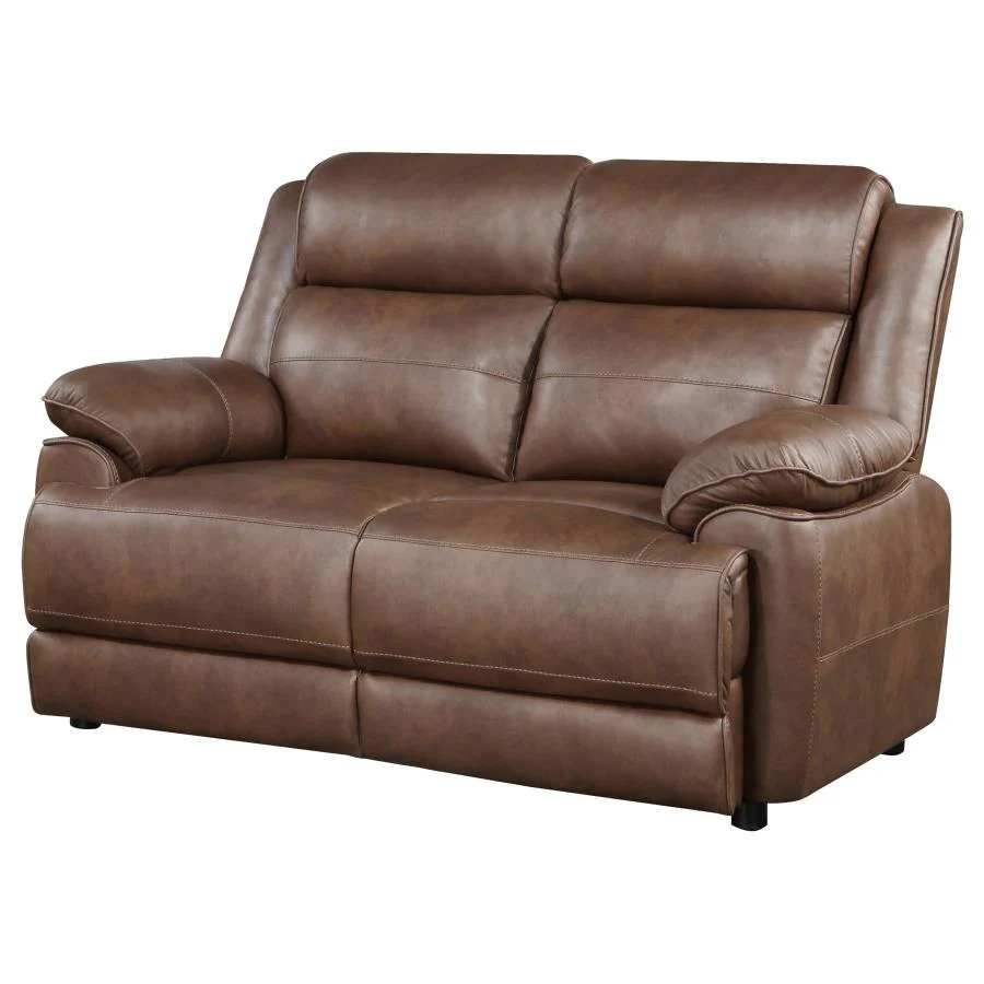 Ellington - Upholstered Padded Arm Loveseat - Dark Brown - Image 4
