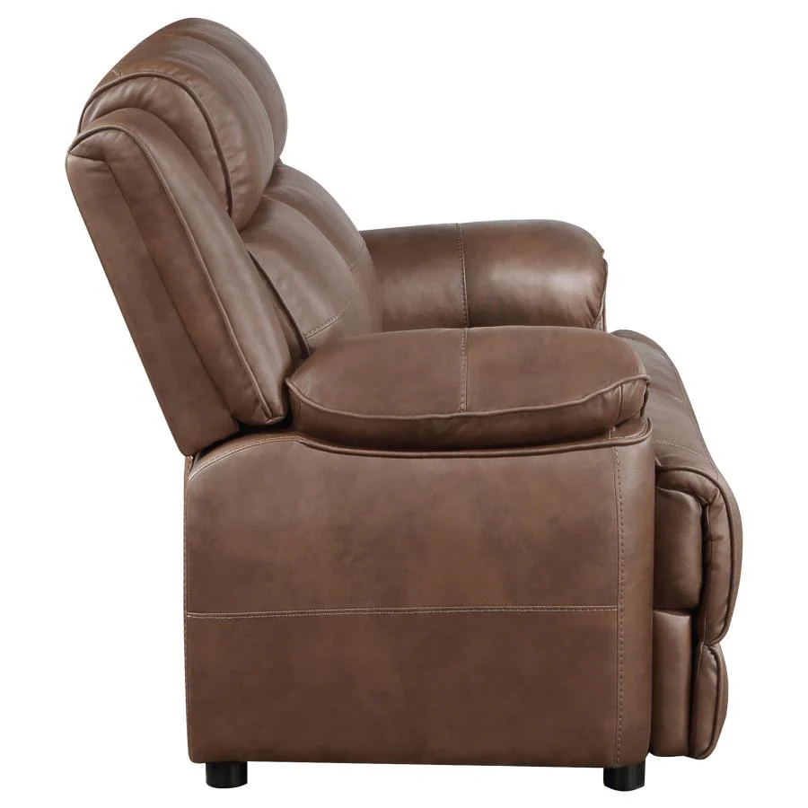 Ellington - Upholstered Padded Arm Loveseat - Dark Brown - Image 9