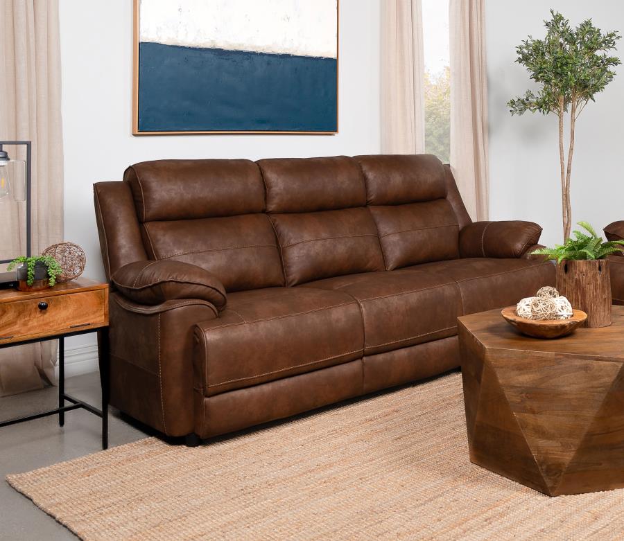 Ellington - Upholstered Padded Arm Sofa - Dark Brown - Image 2