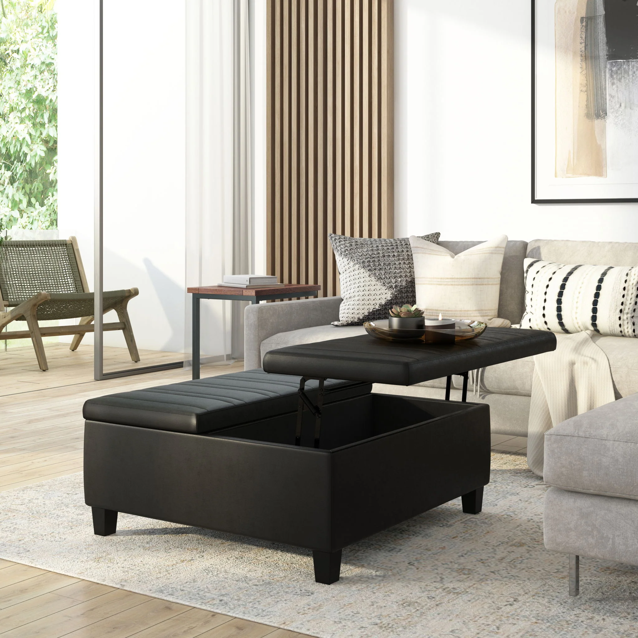 Ellis - Coffee Table Storage Ottoman Contemporary Design - Image 7