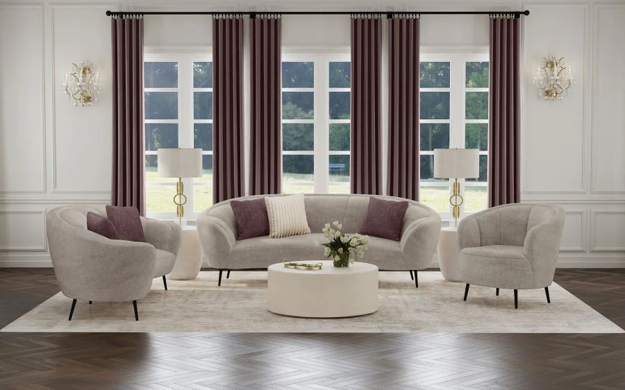 Ellorie - Upholstered Channel Back Curved Loveseat - Beige - Image 13
