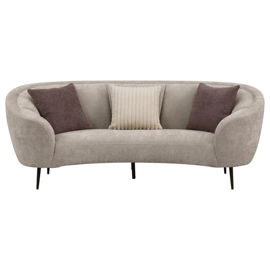 Ellorie - Upholstered Channel Back Curved Sofa - Beige - Image 3
