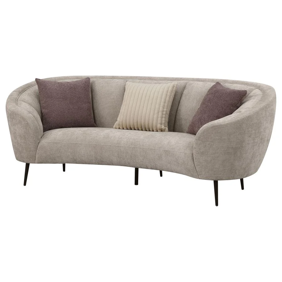 Ellorie - Upholstered Channel Back Curved Sofa - Beige - Image 4