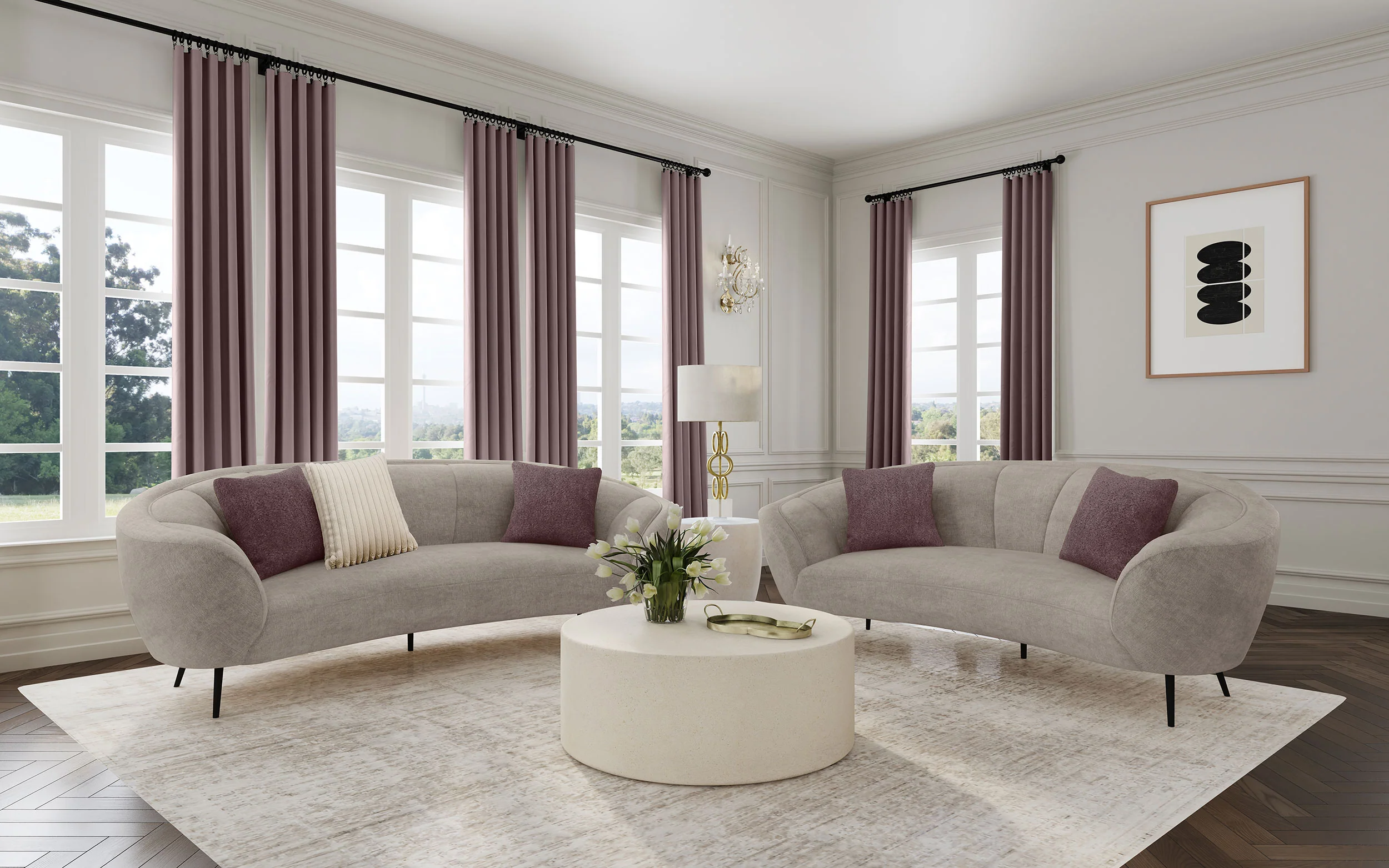 Ellorie - Upholstered Curved Sofa Set - Image 34