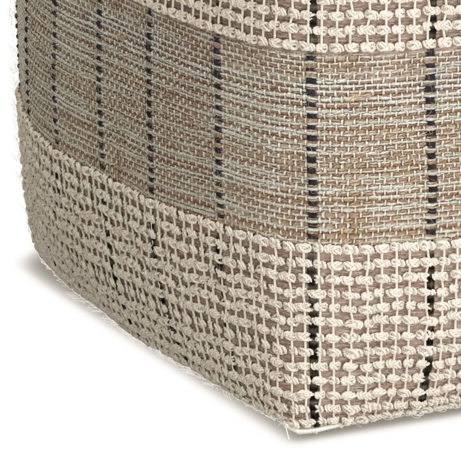 Elmer - Square Woven Pouf - Natural / Gray - Image 2