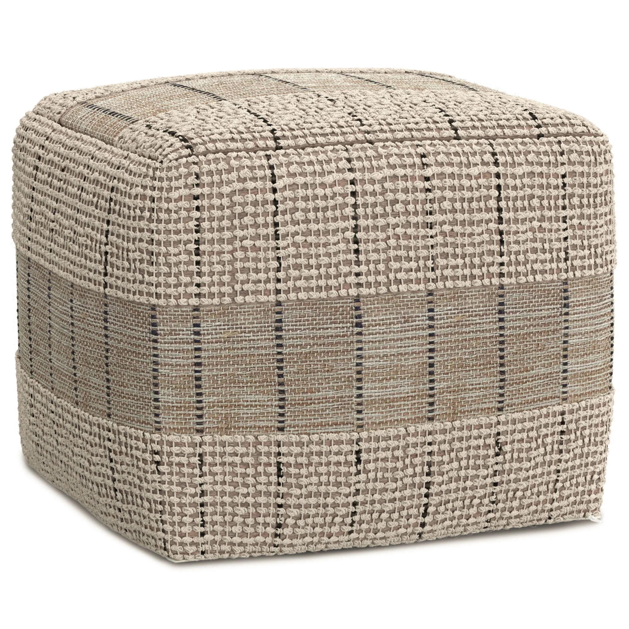 Elmer - Square Woven Pouf - Natural / Gray - Image 4