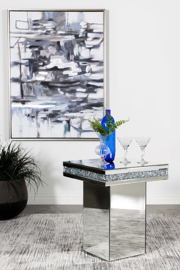 Elora - Square Mirrored Accent Side Table - Silver - Image 2