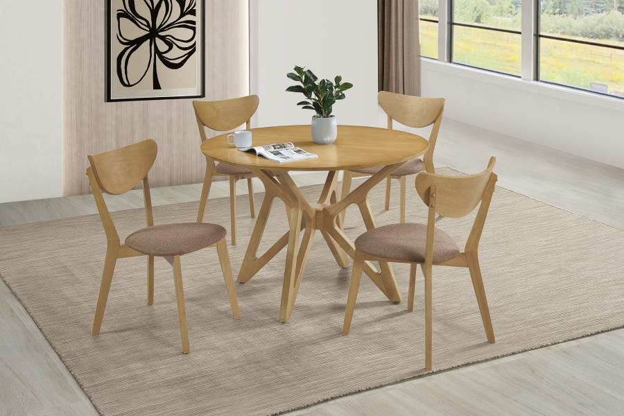 Elowen - Round Solid Wood Dining Table - Light Walnut - Image 7