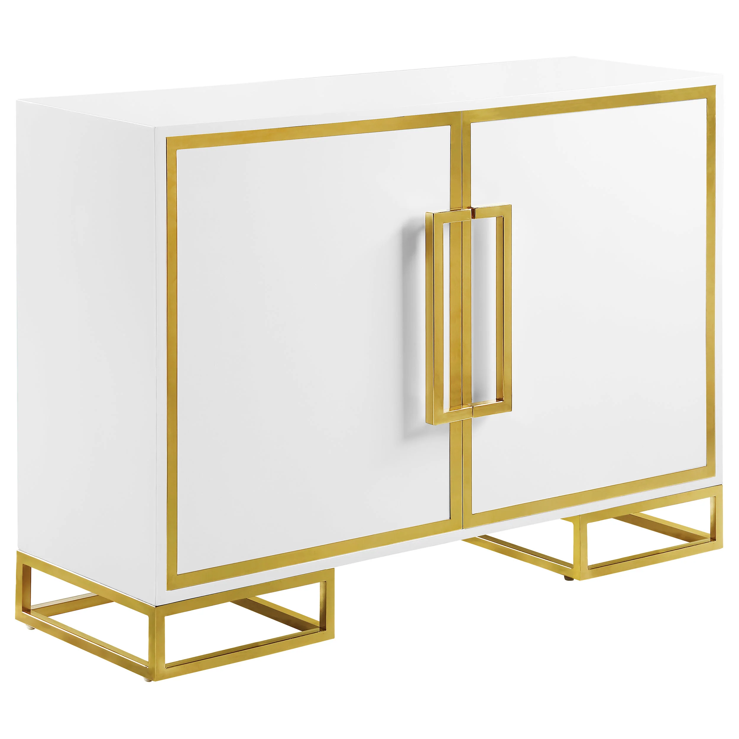 Elsa - 2 Door Wood Storage Accent Cabinet - White And Gold - Image 15
