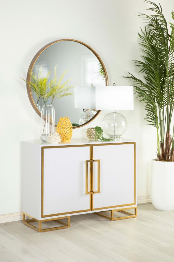 Elsa - 2 Door Wood Storage Accent Cabinet - White And Gold - Image 2